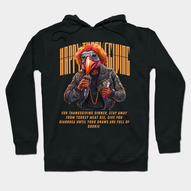 Funny Thanksgiving Hip Hop Rapping Turkey Vegan Vegetarian 2 T-Shirt Hoodie by MOCEPTS APPAREL